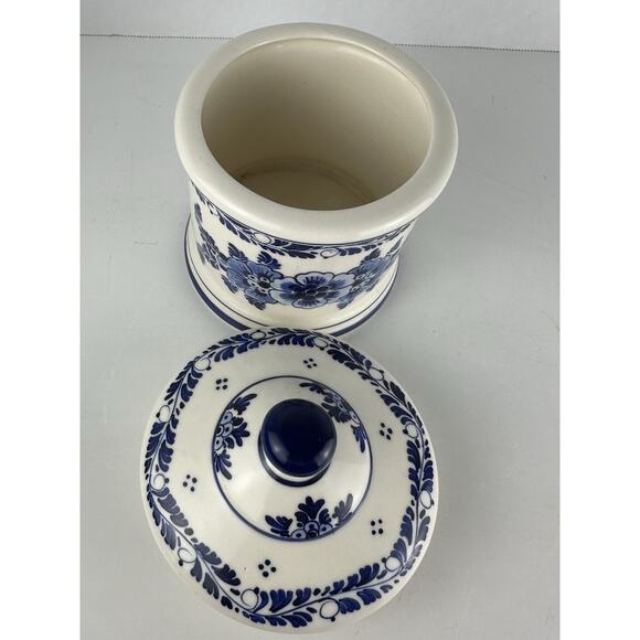 Delft Blue & White Ginger Jar 6.25" Floral Design Hollander Hand Painted - Picture 6 of 10